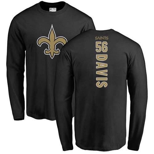 Men New Orleans Saints Black DeMario Davis Backer NFL Football #56 Long Sleeve T Shirt